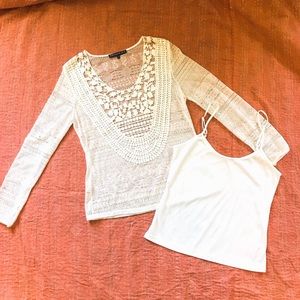 Cream Lace Blouse w/Tank